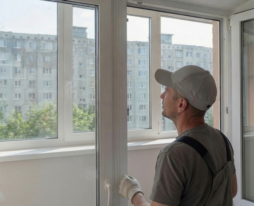 Мастер компании Окошкино выполняет ремонт и диагностику пластиковой двери в Ростове-на-Дону